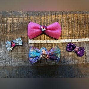 Lot of 4 Character Hair Bows Girls Kids